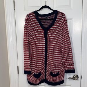 Talbots Vintage Red and Navy Women's Sweater size 2X